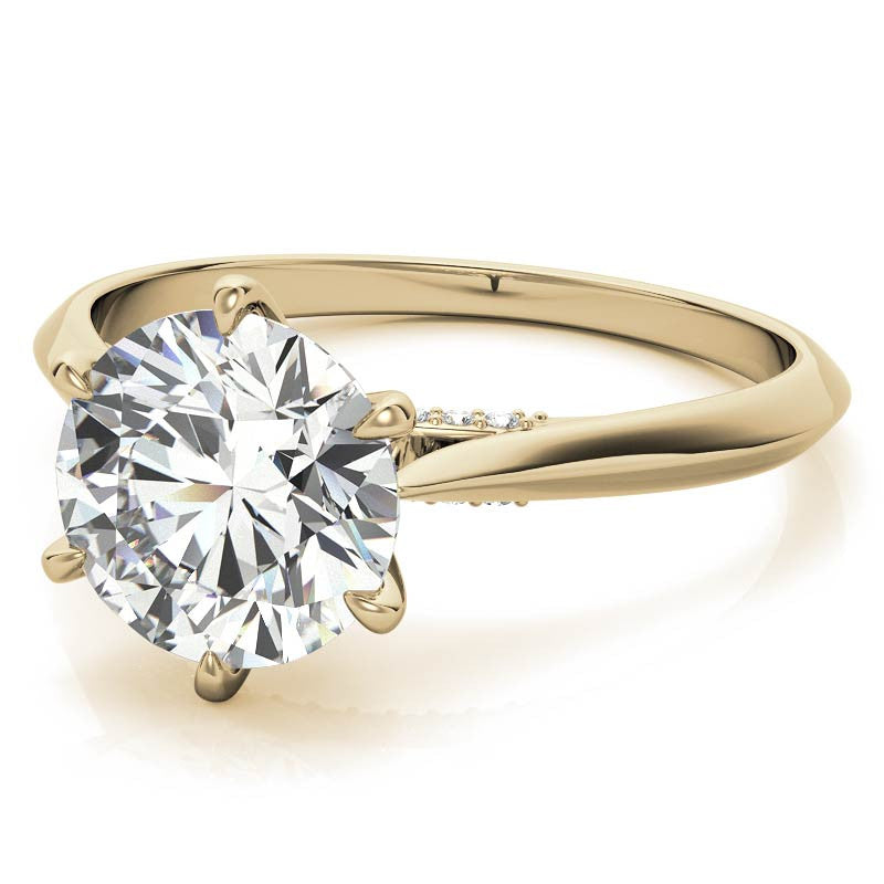 Round 6-Prong Cathedral Moissanite Engagement Ring