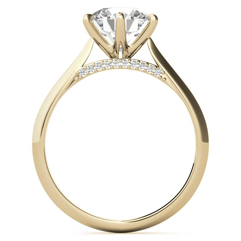 Round 6-Prong Cathedral Moissanite Engagement Ring
