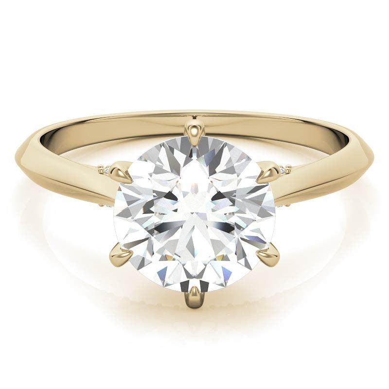 Round 6-Prong Cathedral Moissanite Engagement Ring