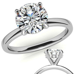 2mm Round Brilliant Moissanite Solitaire Ring with Hidden Halo
