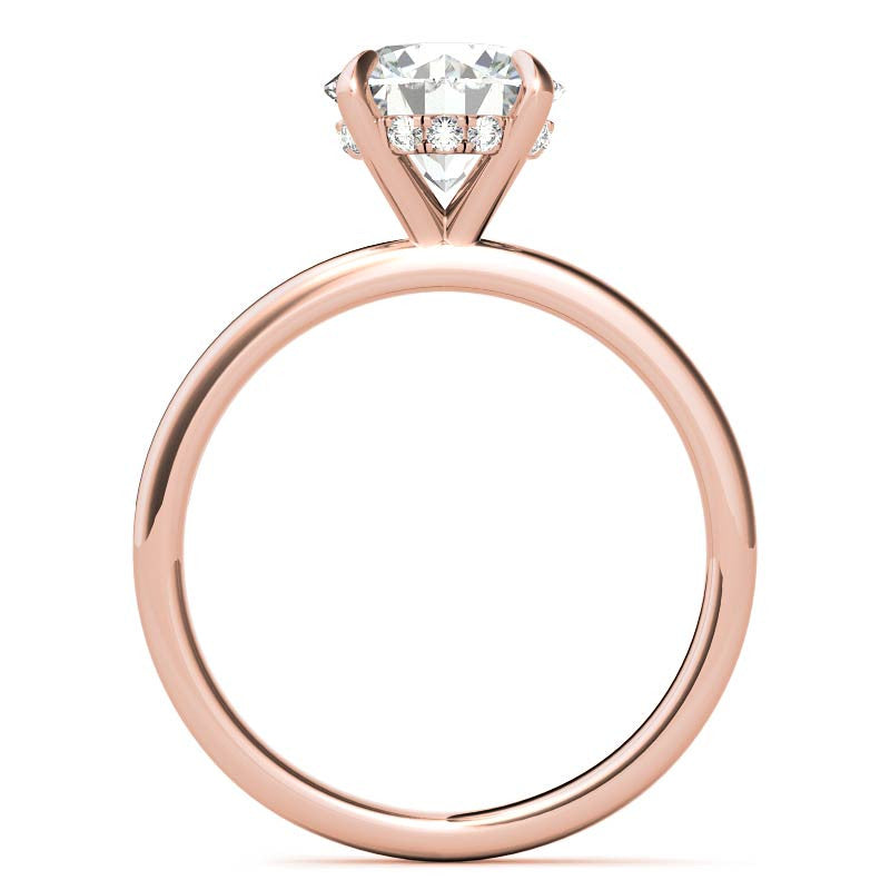 2mm Round Brilliant Moissanite Solitaire Ring with Hidden Halo