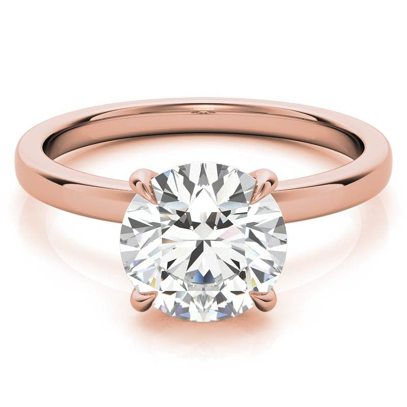 2mm Round Brilliant Moissanite Solitaire Ring with Hidden Halo