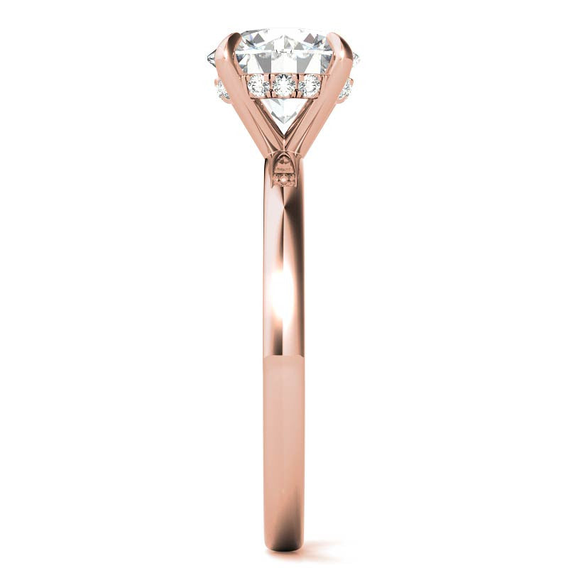 2mm Round Brilliant Moissanite Solitaire Ring with Hidden Halo