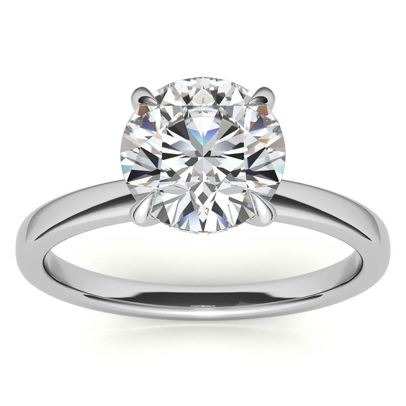 2mm Round Brilliant Moissanite Solitaire Ring with Hidden Halo