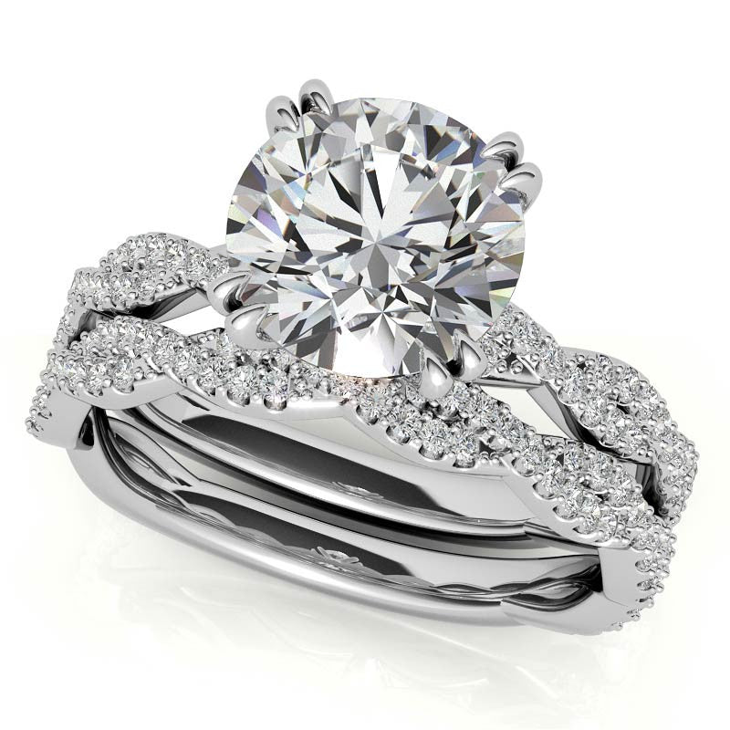 Round Brilliant Moissanite Infinity Double Prong Engagement Ring