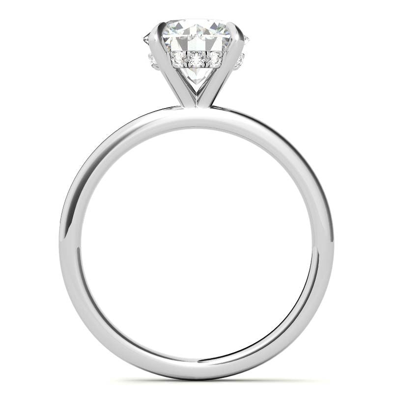2mm Round Brilliant Moissanite Solitaire Ring with Hidden Halo