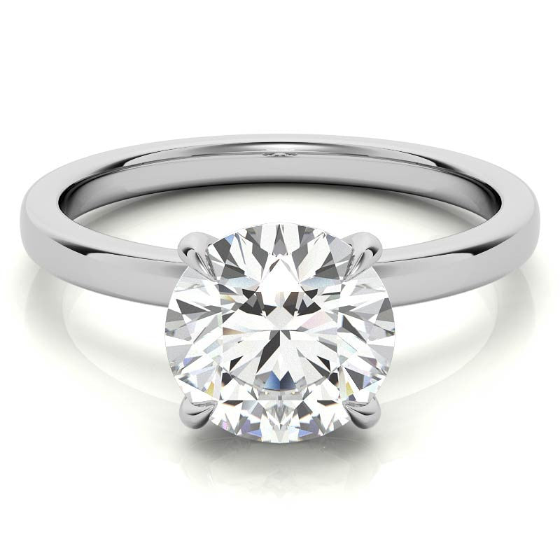 2mm Round Brilliant Moissanite Solitaire Ring with Hidden Halo