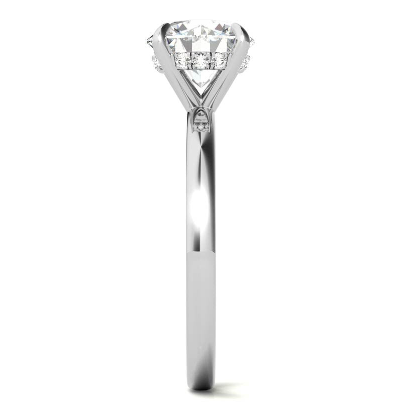 2mm Round Brilliant Moissanite Solitaire Ring with Hidden Halo