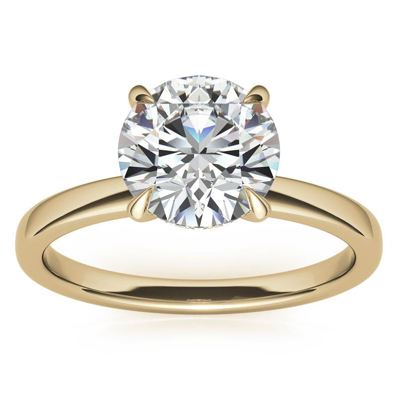 2mm Round Brilliant Moissanite Solitaire Ring with Hidden Halo