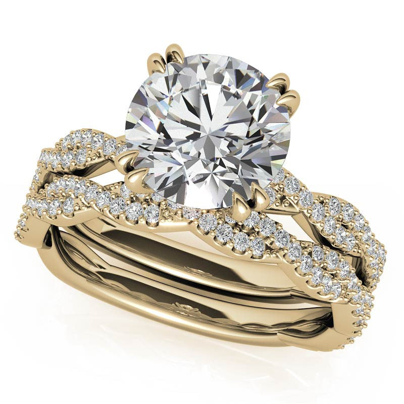 Round Brilliant Moissanite Infinity Double Prong Engagement Ring