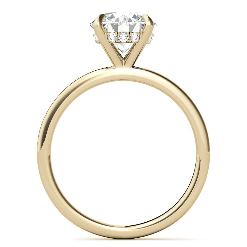 2mm Round Brilliant Moissanite Solitaire Ring with Hidden Halo