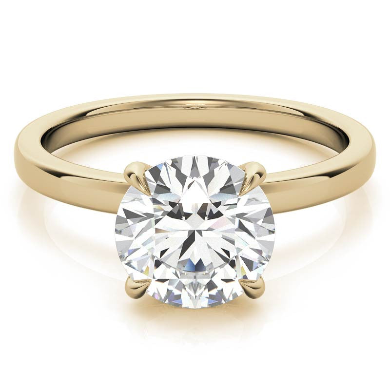 2mm Round Brilliant Moissanite Solitaire Ring with Hidden Halo