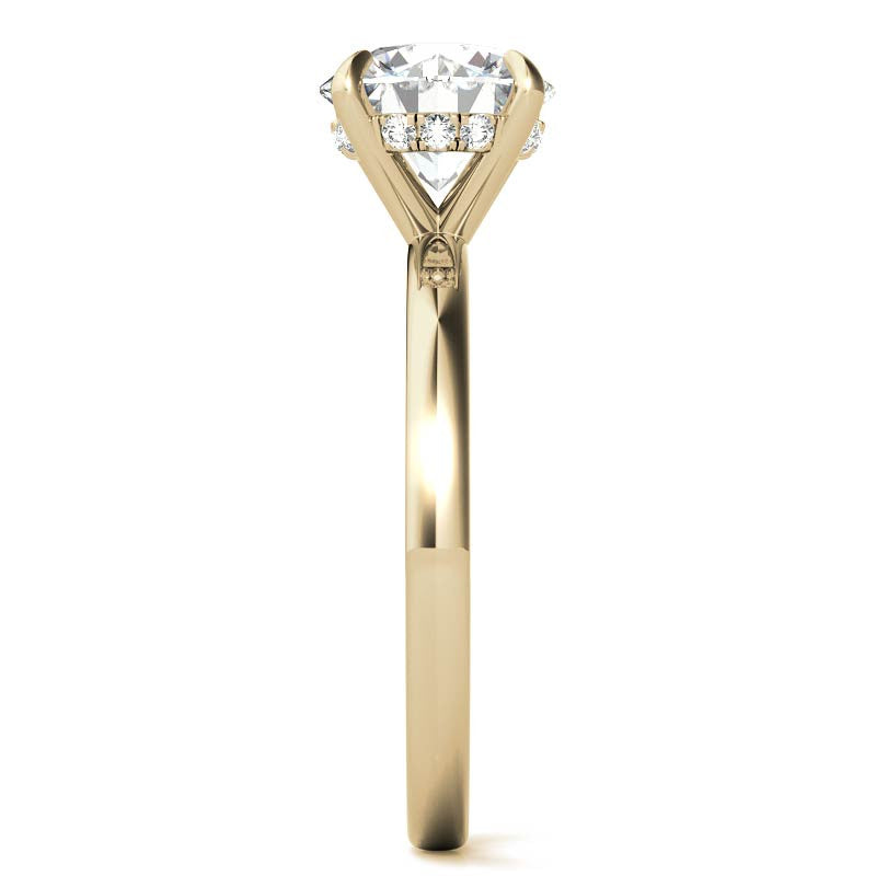 2mm Round Brilliant Moissanite Solitaire Ring with Hidden Halo