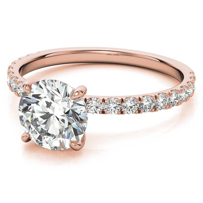 Petite Round U-Prong Moissanite Engagement Ring with Hidden Halo