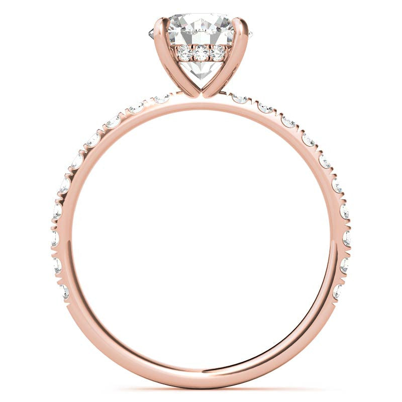Petite Round U-Prong Moissanite Engagement Ring with Hidden Halo