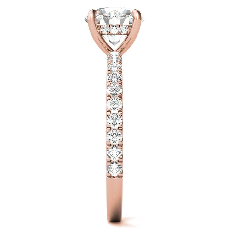 Petite Round U-Prong Moissanite Engagement Ring with Hidden Halo