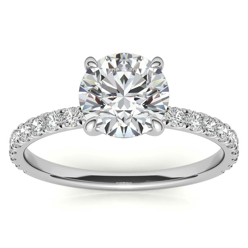 Petite Round U-Prong Moissanite Engagement Ring with Hidden Halo
