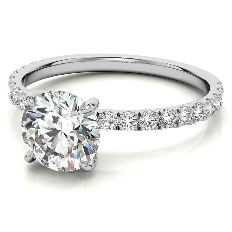 Petite Round U-Prong Moissanite Engagement Ring with Hidden Halo