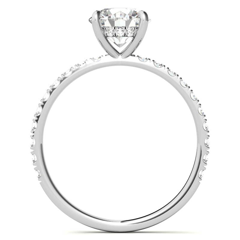 Petite Round U-Prong Moissanite Engagement Ring with Hidden Halo