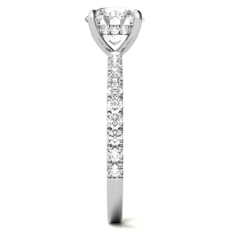 Petite Round U-Prong Moissanite Engagement Ring with Hidden Halo