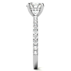 Petite Round U-Prong Moissanite Engagement Ring with Hidden Halo