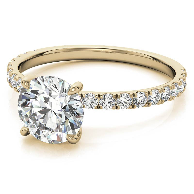 Petite Round U-Prong Moissanite Engagement Ring with Hidden Halo