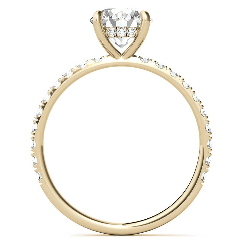 Petite Round U-Prong Moissanite Engagement Ring with Hidden Halo