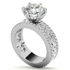 Round and Princess cut Moissanite Engagement Ring with Hidden Halo