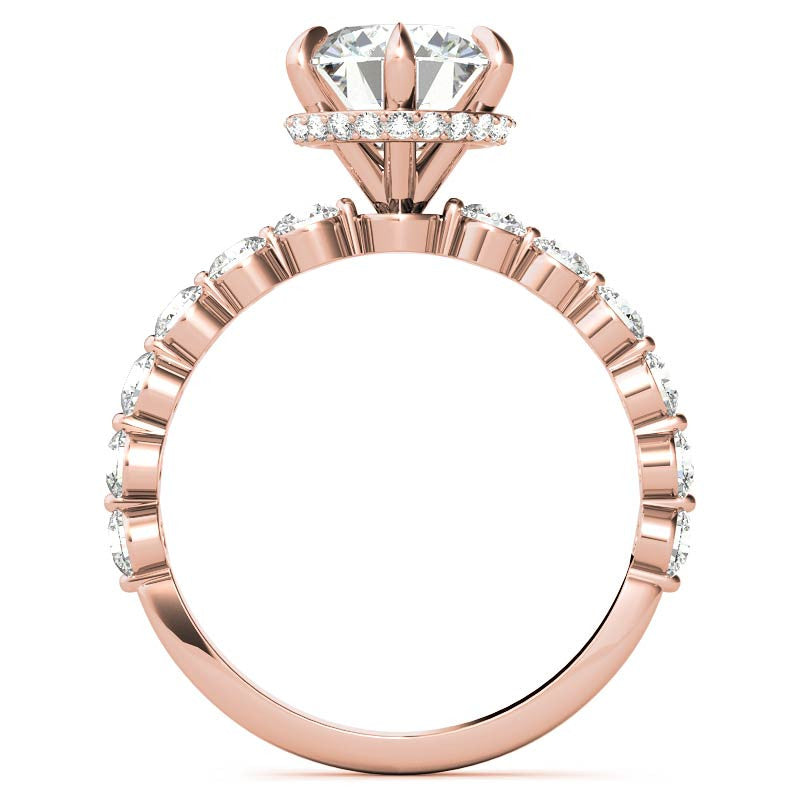 Round Brilliant Moissanite Engagement Ring with Hidden Halo