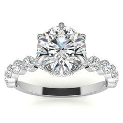 Round Brilliant Moissanite Engagement Ring with Hidden Halo