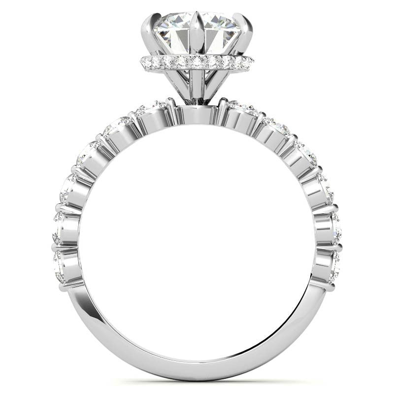 Round Brilliant Moissanite Engagement Ring with Hidden Halo