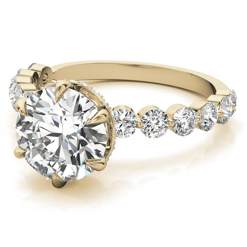 Round Brilliant Moissanite Engagement Ring with Hidden Halo