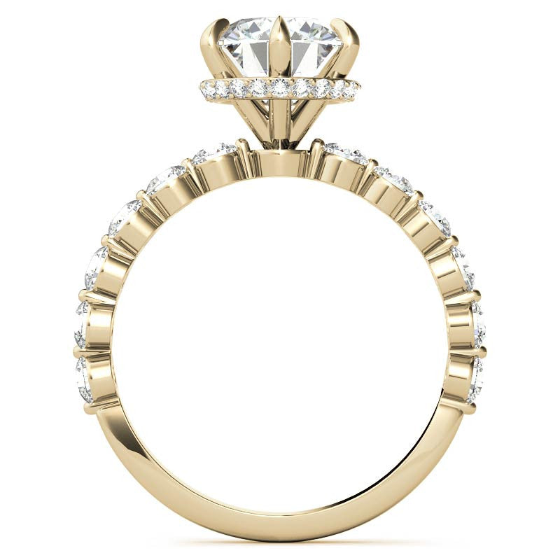 Round Brilliant Moissanite Engagement Ring with Hidden Halo