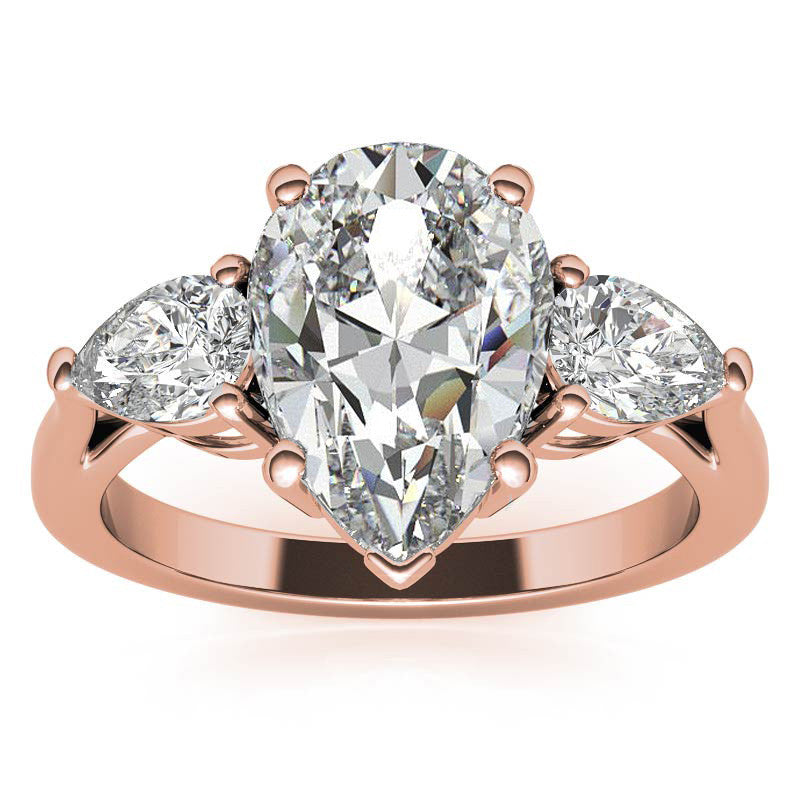 Pear 3-Stone Moissanite Engagement Ring