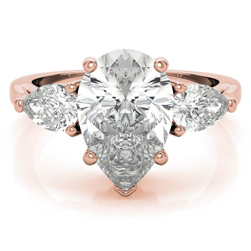 Pear 3-Stone Moissanite Engagement Ring