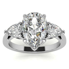 Pear 3-Stone Moissanite Engagement Ring