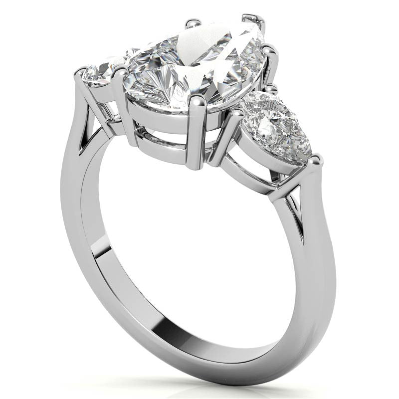 Pear 3-Stone Moissanite Engagement Ring
