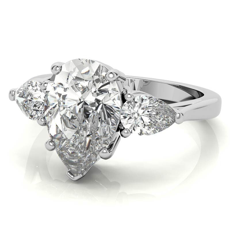 Pear 3-Stone Moissanite Engagement Ring