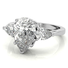 Pear 3-Stone Moissanite Engagement Ring