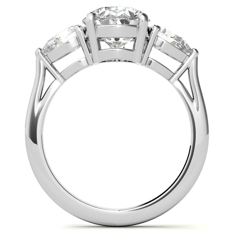 Pear 3-Stone Moissanite Engagement Ring