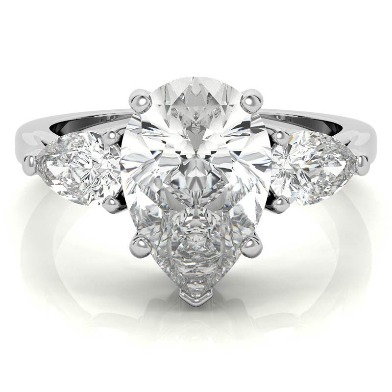 Pear 3-Stone Moissanite Engagement Ring