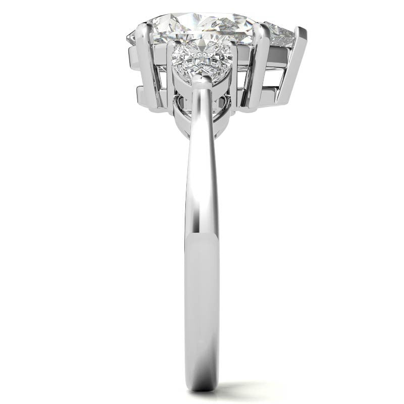 Pear 3-Stone Moissanite Engagement Ring