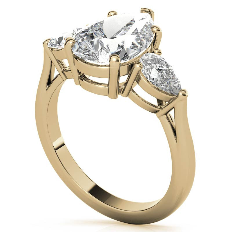 Pear 3-Stone Moissanite Engagement Ring