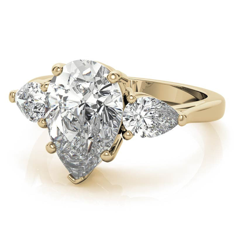 Pear 3-Stone Moissanite Engagement Ring