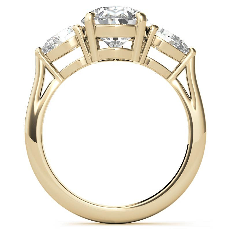 Pear 3-Stone Moissanite Engagement Ring