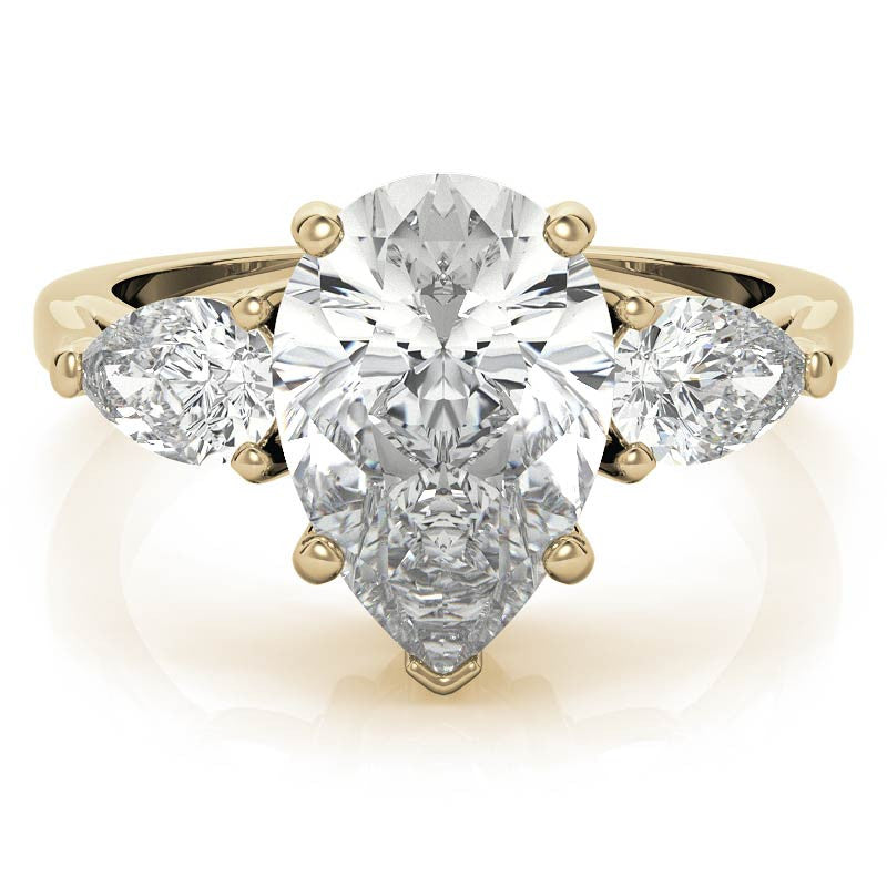 Pear 3-Stone Moissanite Engagement Ring