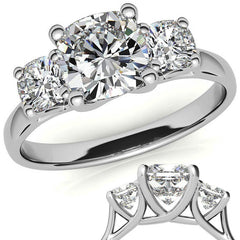 Cushion Trellis Moissanite Three-Stone Engagement Ring