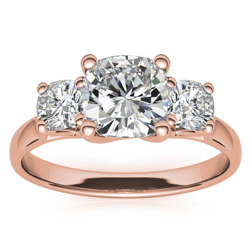 Cushion Trellis Moissanite Three-Stone Engagement Ring