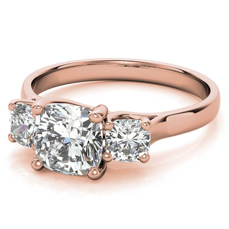 Cushion Trellis Moissanite Three-Stone Engagement Ring