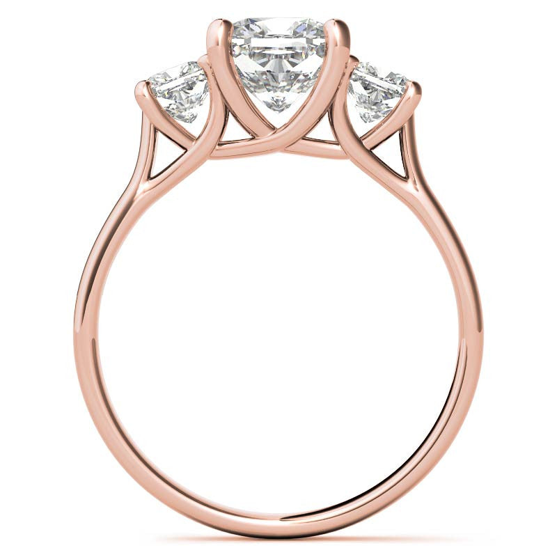 Cushion Trellis Moissanite Three-Stone Engagement Ring